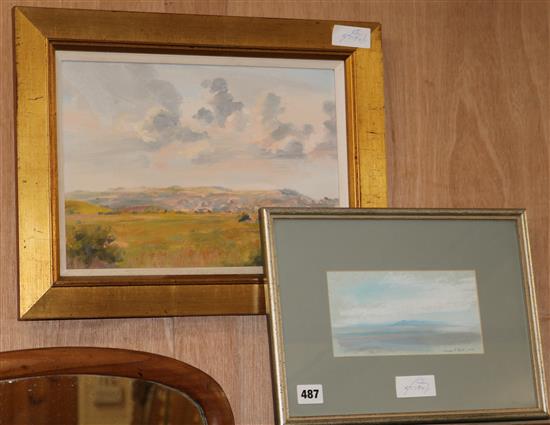 Margaret Booth, oil, The Ouse valley and The Isle of Eigg